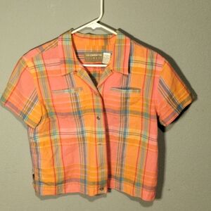 Liz Claiborne Colorful Plaid Button-Down Shirt